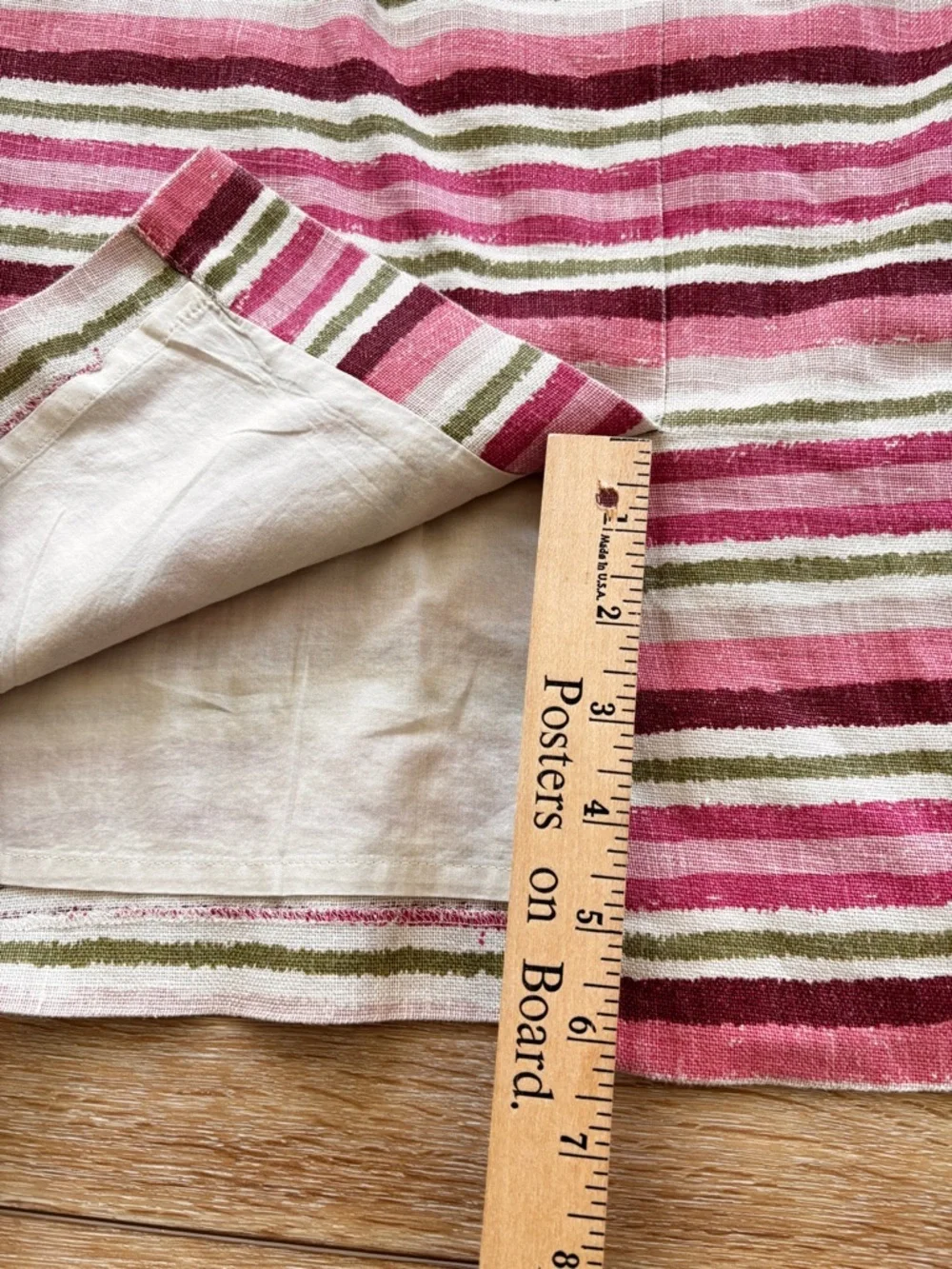 TALBOTS Pencil Skirt Size 12 100% Linen Colorful Striped Fully Lined Preppy